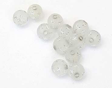 Acryl-Perle 8mm gefrostet mit silber Sternen