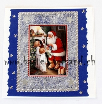 Weihnachtskarte Weihnachtsmann bringt Geschenke