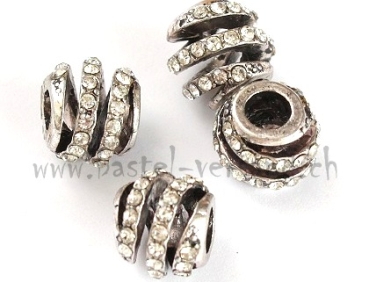Metallperle 11mm mit Strass kristall