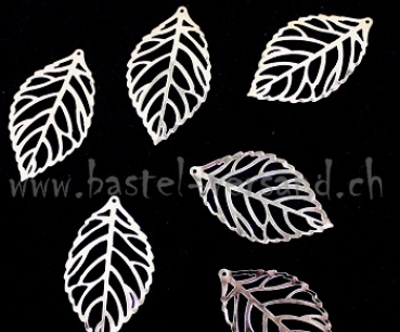 Metallteil Anhänger Blatt silberfarbig (1Stk.)