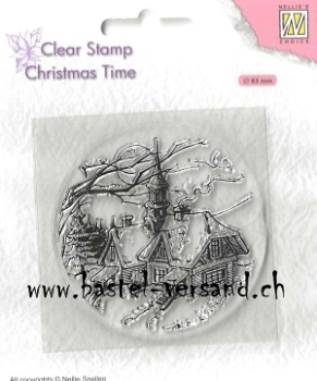 Nellie's Clear Stamp snowy christmas scene