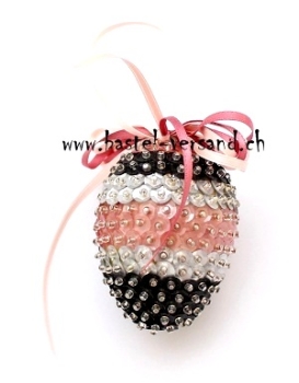 Pailletten Ei 7cm altrosa-silber