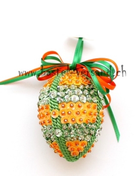 Pailletten Ei 7cm orange/grün