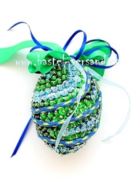 Pailletten Ei 8cm grün/blau