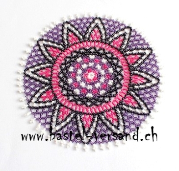 Perlendeckeli 17cm lila/rosa