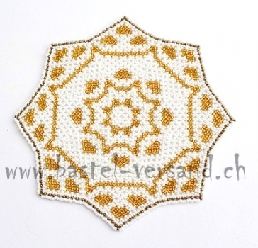 Perlendeckeli 18cm weiss/gold