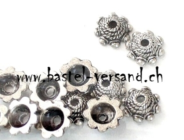 Perlkappe 9mm antik silber