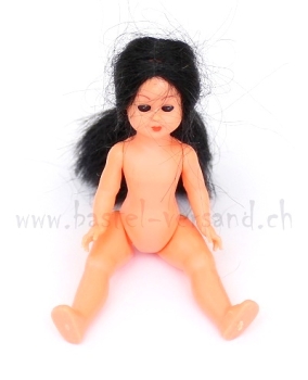 Puppe 8cm mit losem Haar schwarz