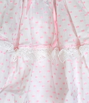 Preview: Puppenkleid mit Unterhose weiss/rosa für 60cm Puppe