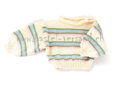 Puppenpullover gestreift hellblau für 50cm Puppe