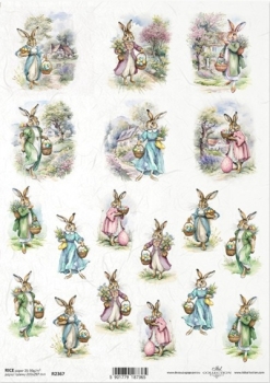 Reis- Decoupagepapier Hasen A4