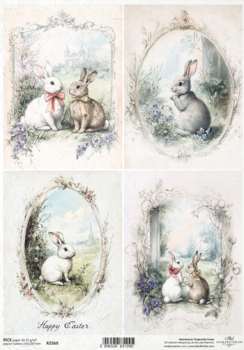 Reis- Decoupagepapier Hasen A4