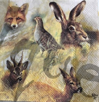 Serviette wild animals collage