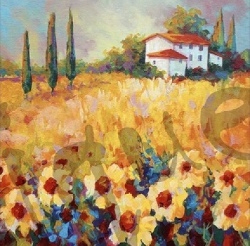 Serviette painted field flowers