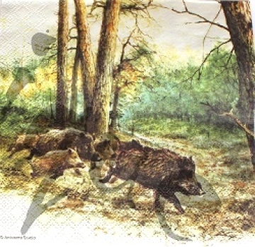 Serviette wild boars in the woods