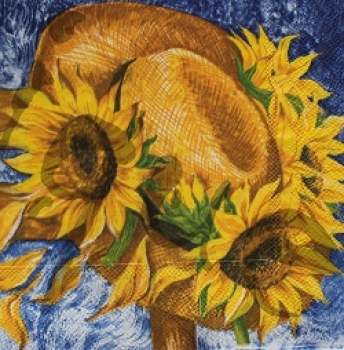 Serviette hut mit sonnenblumen