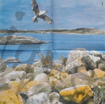 Serviette landschaft mit möve