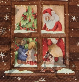 Serviette santa bringt geschenke