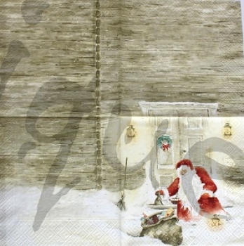 Serviette weihnachtsmann auf der veranda