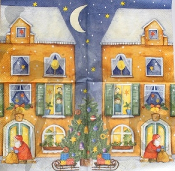 Serviette weihnachtsmann bringt geschenke