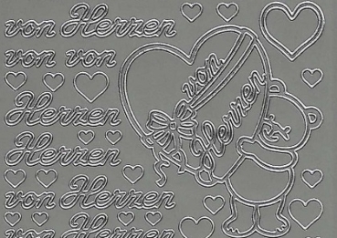 Preview: Sticker von Herzen (406) silber
