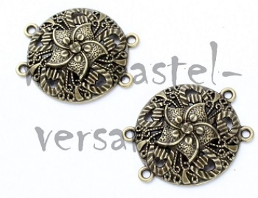 Verbindungsteil Ornament rund altgoldfarbig