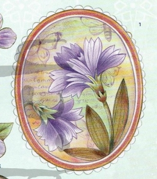 Preview: 3D Schnittbogen Vogel und lila Blumen