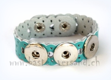 Lederarmband Herz für Click Buttons mint 24cm