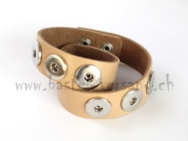 Lederarmband für Click Buttons hellbraun 47,5cm