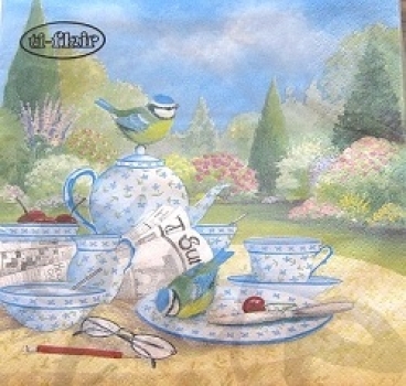 Serviette frühstück im garten