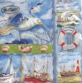 Serviette patio coastal collage