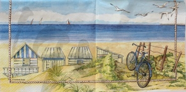 Serviette fahrrad am strand