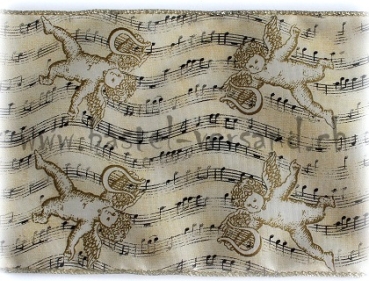 Preview: Dekoband 12cm Musikengel ecru/gold