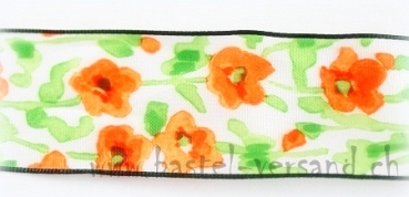 Preview: Dekoband 4cm Mohn orange