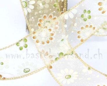 Preview: Dekoband 3,8cm Gerbera