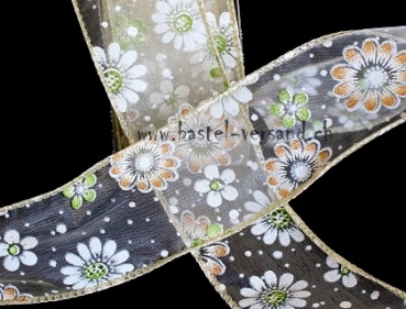 Preview: Dekoband 3,8cm Gerbera