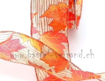 Preview: Dekoband 5cm Herbstblätter