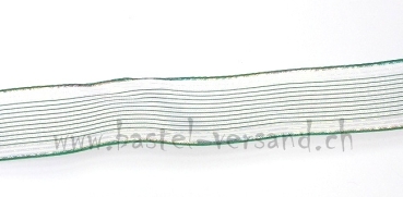 Dekoband 4cm weiss mit grünen Streifen