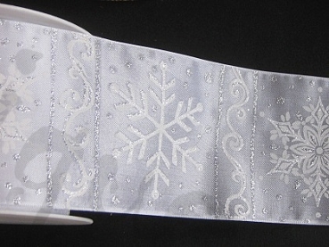 Dekoband 6,5cm Schneesterne