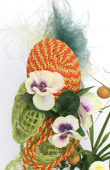 Preview: Osterei mit Kordeln orange