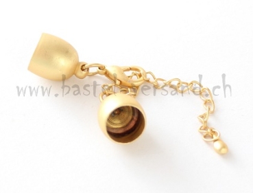 Verschluss mit Perlkappen 10mm gold matt