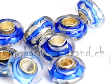 Glasperle 14mm blau transparent