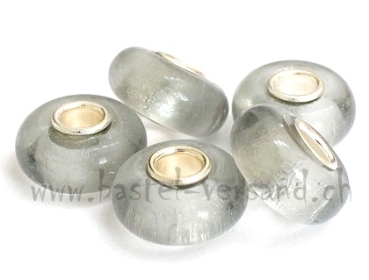 Glasperle 14mm silbergrau