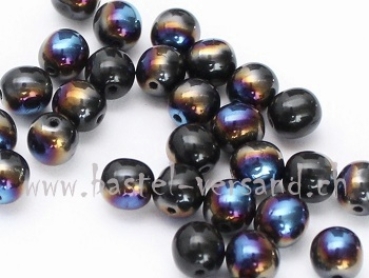 Glasperle 6mm schwarz irisierend