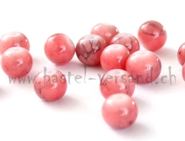 Glasperle 6mm rosa marmoriert