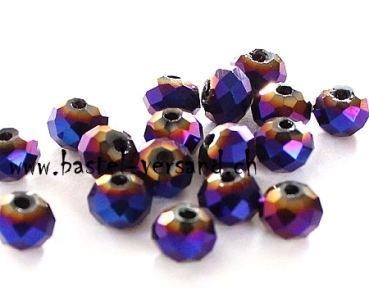 Glasfacettenperle 6 x 4,5mm blau metallic