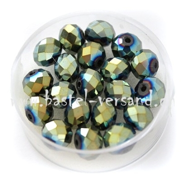 Glasfacettenperle 6mm grün metallic