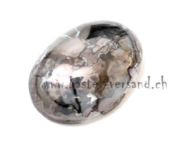 Glasstein Cabochon grau meliert