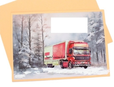 Preview: Karte Weihnachten LKW Mercedes