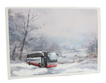 Karte Weihnachten Reisebus